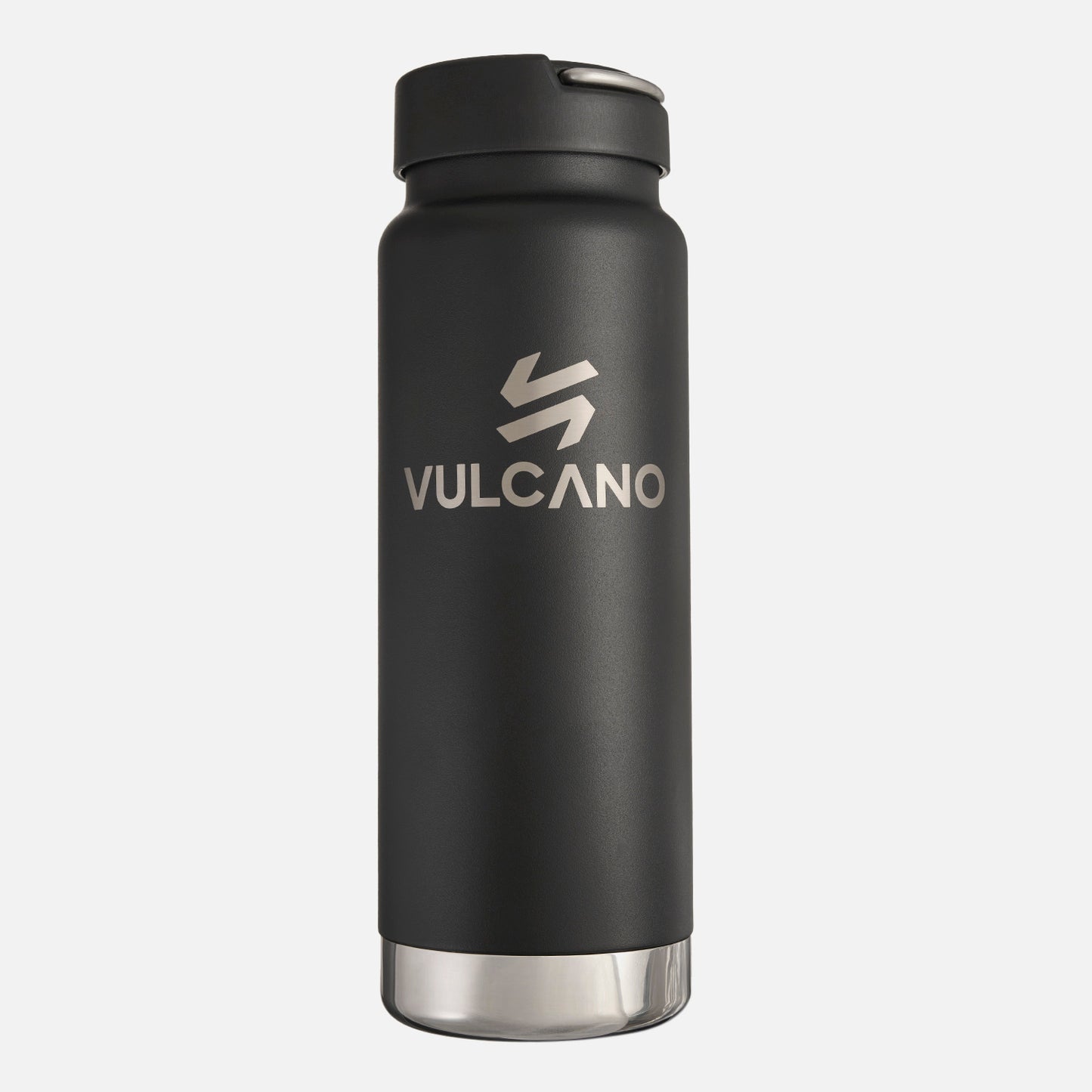 Botella Keep It Cool 750ml Bottle Negro Vulcano con logo Vulcano en acero inoxidable y diseño elegante mate, ideal para hidratación diaria.