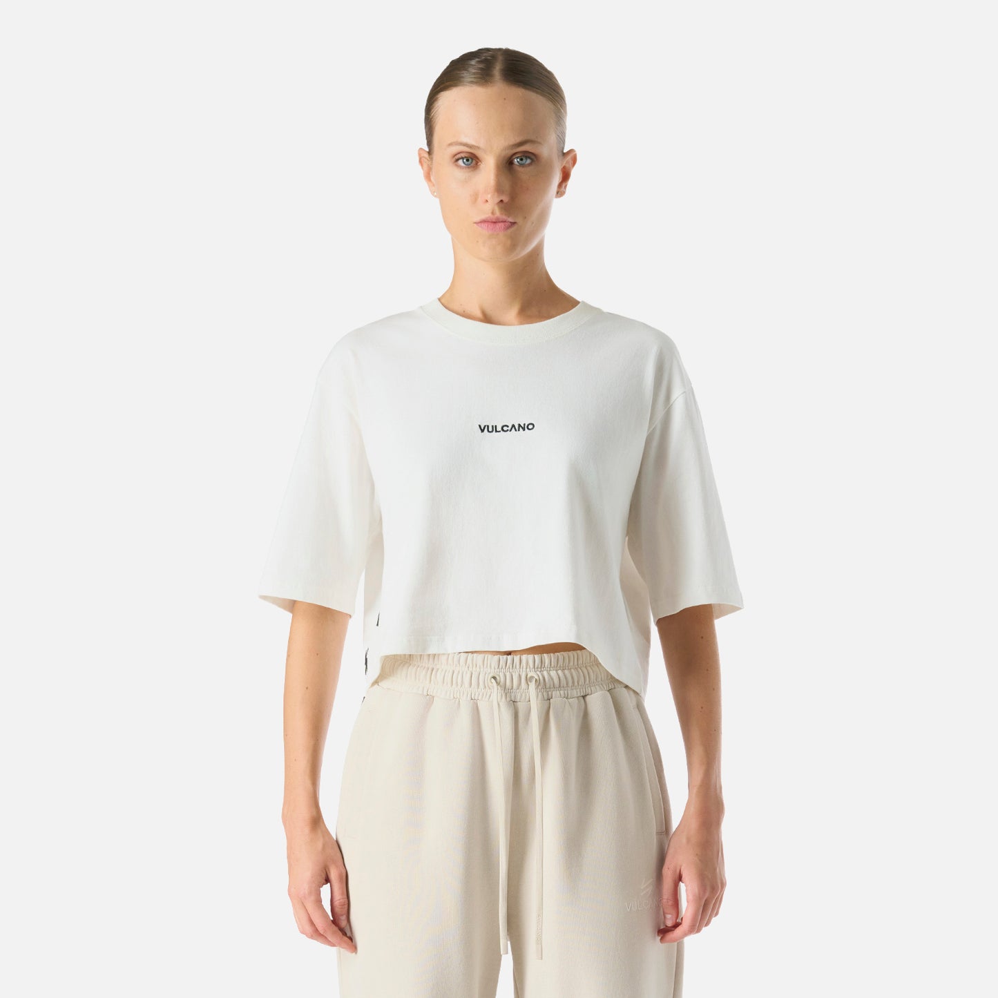 Polera Mujer Cool Down Crop T-Shirt Blanco Vulcano