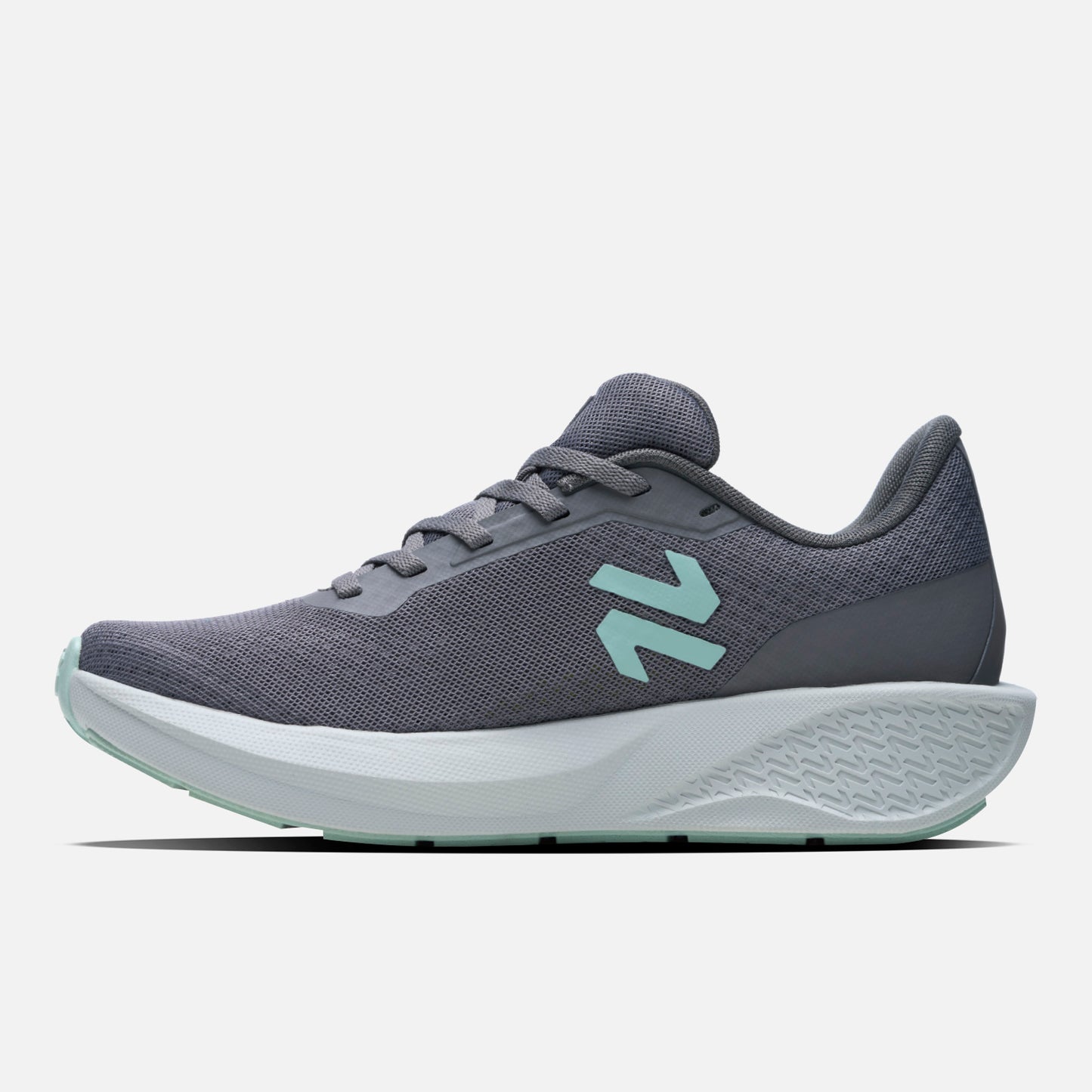 Zapatillas Mujer Seismic Gris Vulcano con malla transpirable y detalles en turquesa, ideales para actividades deportivas.
