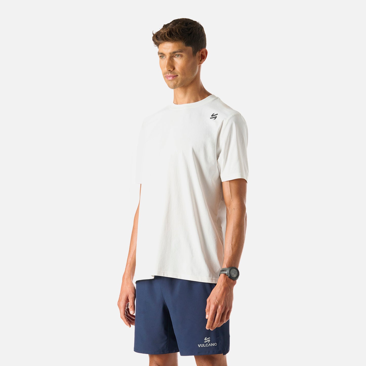 Polera deportiva masculina Tempo T-Shirt Blanco Vulcano en color petróleo, confeccionada en poliéster con sensación de algodón y secado rápido.
