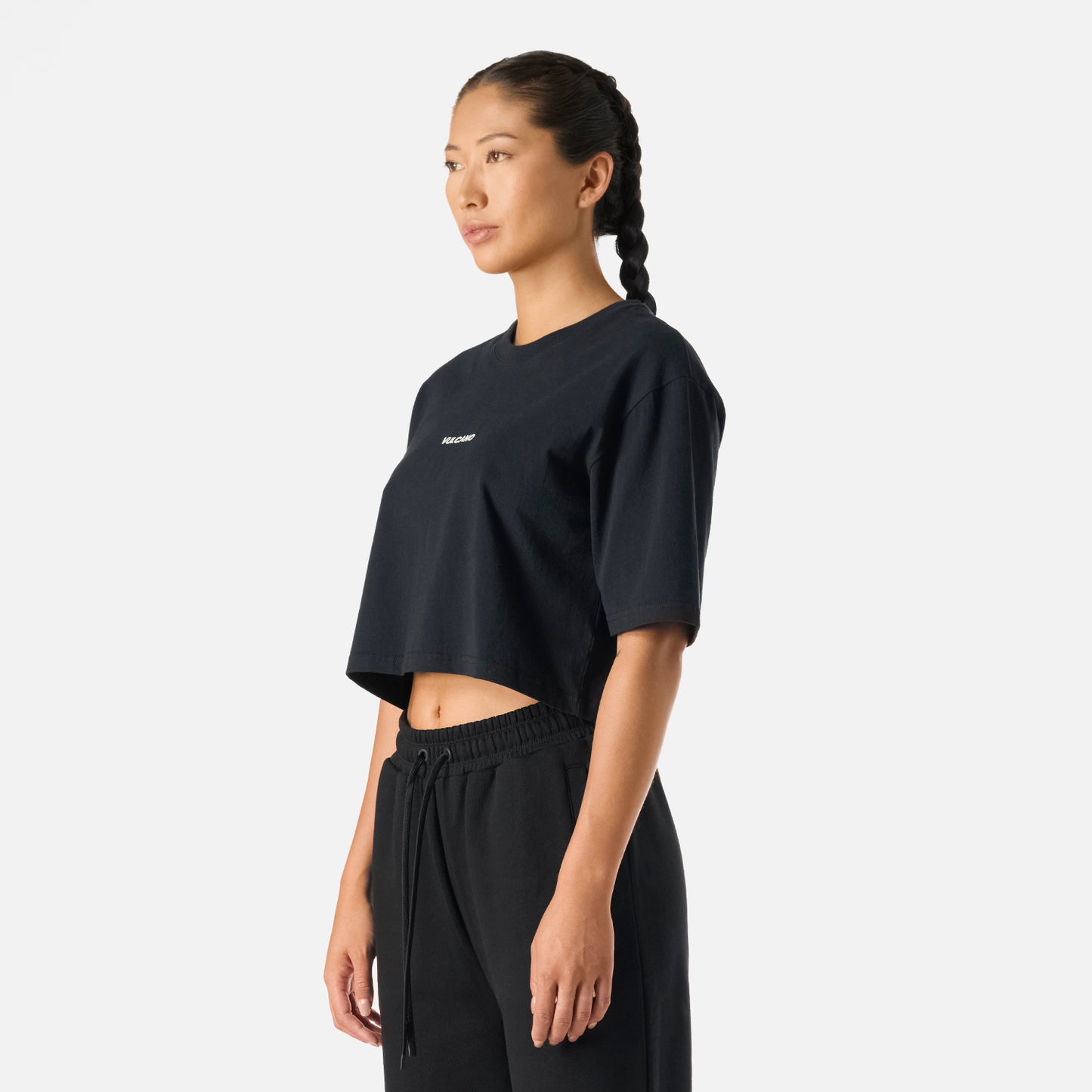 Polera Mujer Cool Down Crop T-Shirt Negro Vulcano