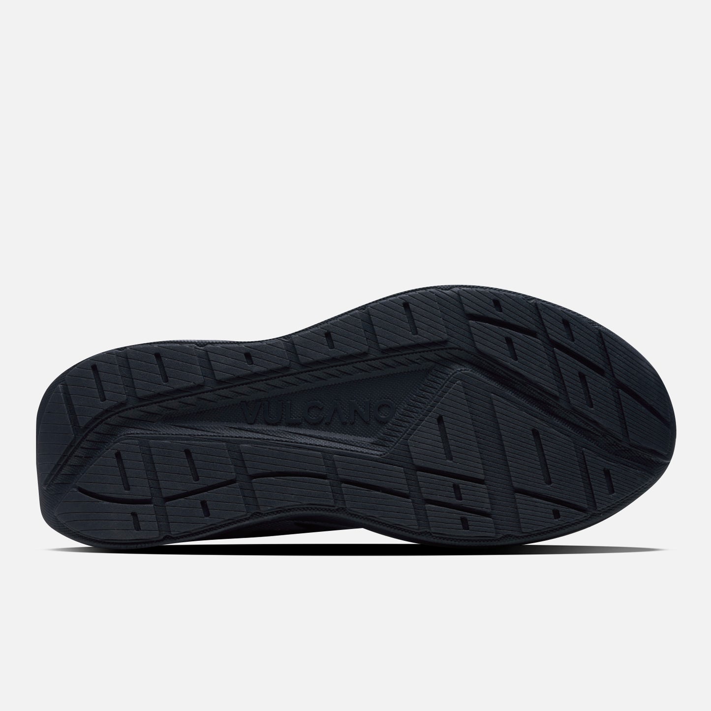 Suela negra de las Zapatillas Hombre Seismic Gris / Negro Vulcano con diseño antideslizante y grabado de la marca Vulcano para running.