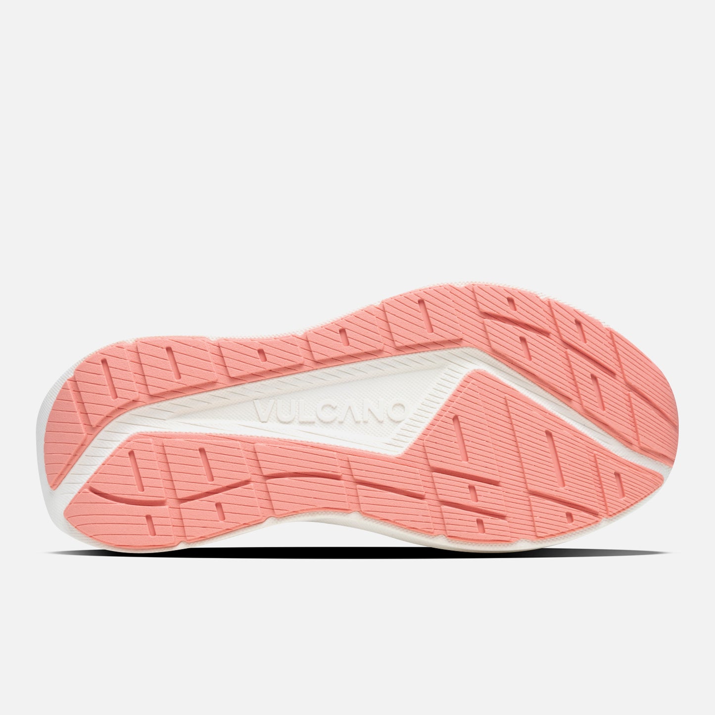 Suela de las Zapatillas Mujer Ignite Gris Vulcano con diseño antideslizante en color coral y grabado 'Vulcano', ideal para running diario.