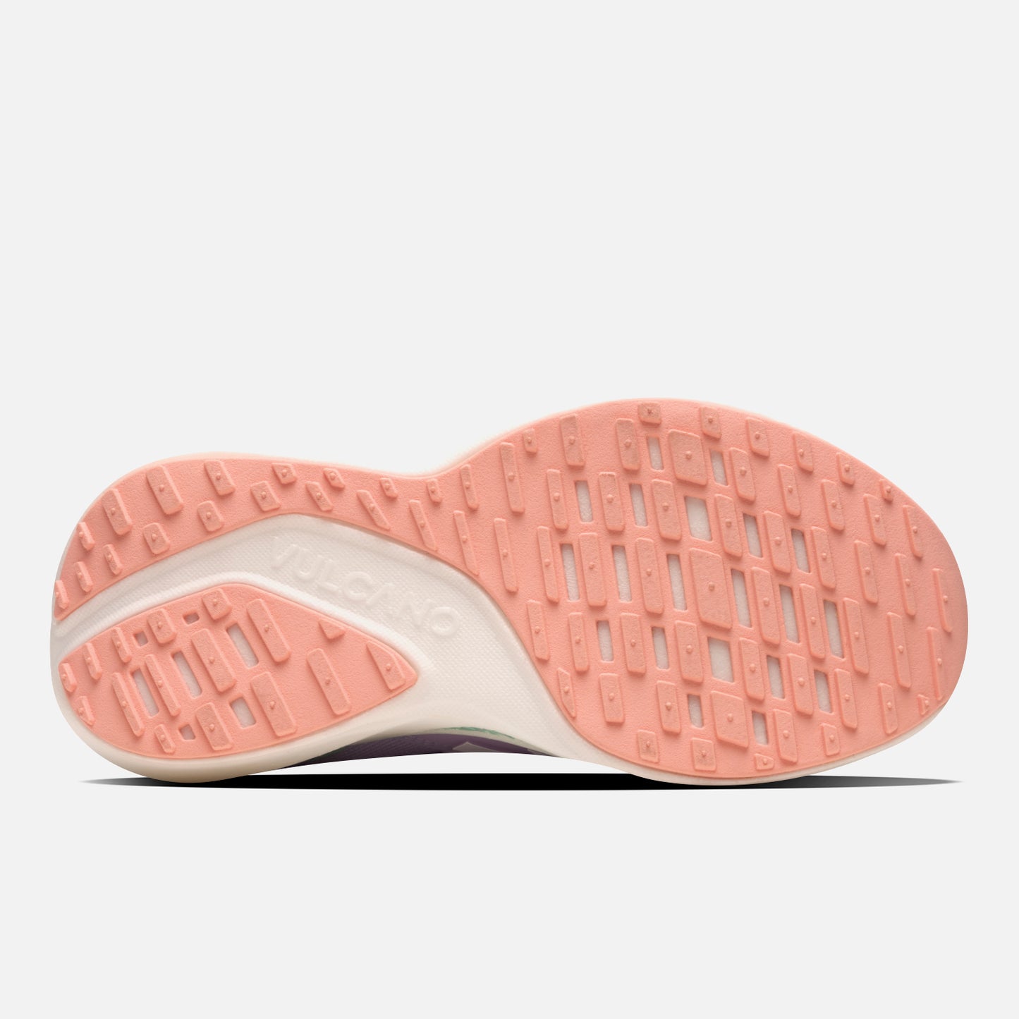 Suela de las Zapatillas Mujer Magma Lila Vulcano en color coral con patrón antideslizante. Diseñada para tracción y estabilidad en movimiento.