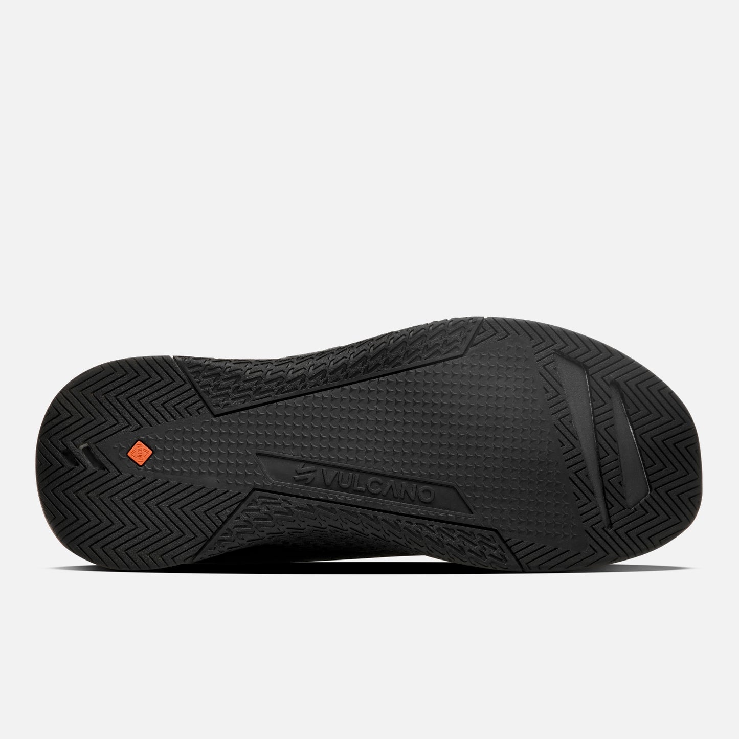 Suela de las Zapatillas Mujer No Gravity Triple Negro Vulcano con patrón antideslizante y logo Vulcano, diseñada para máximo agarre.