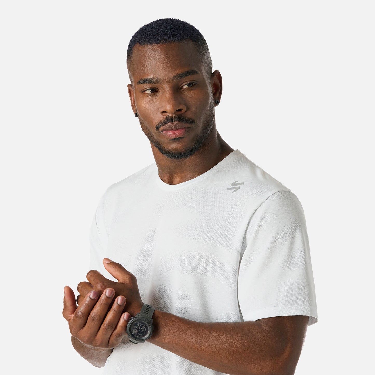 Polera Hombre Built To Move Pro T-Shirt Blanco Vulcano