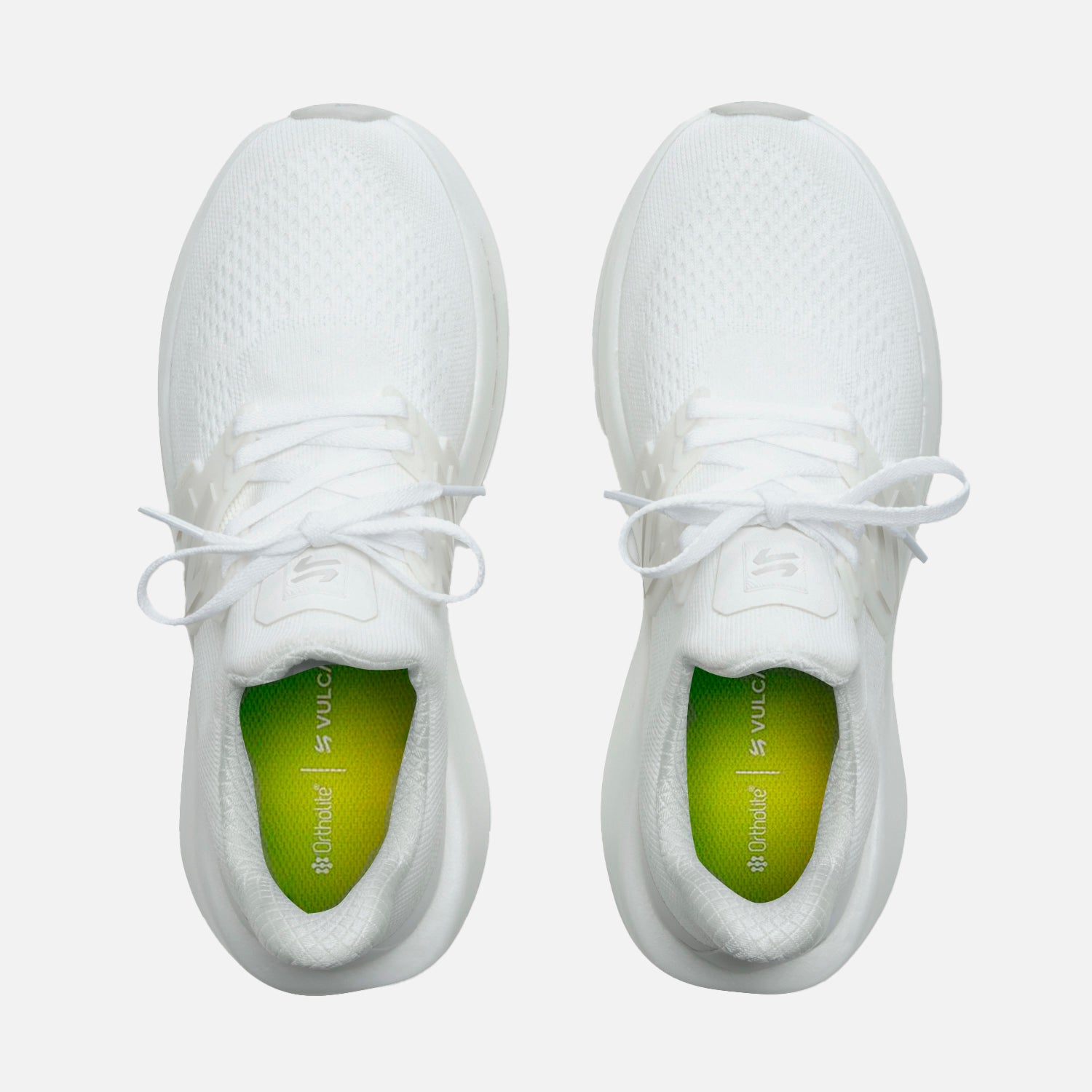 Vista superior de las Zapatillas Hombre Magma Blanco Vulcano, con plantilla Ortholite Hybrid visible en color verde para confort prolongado.