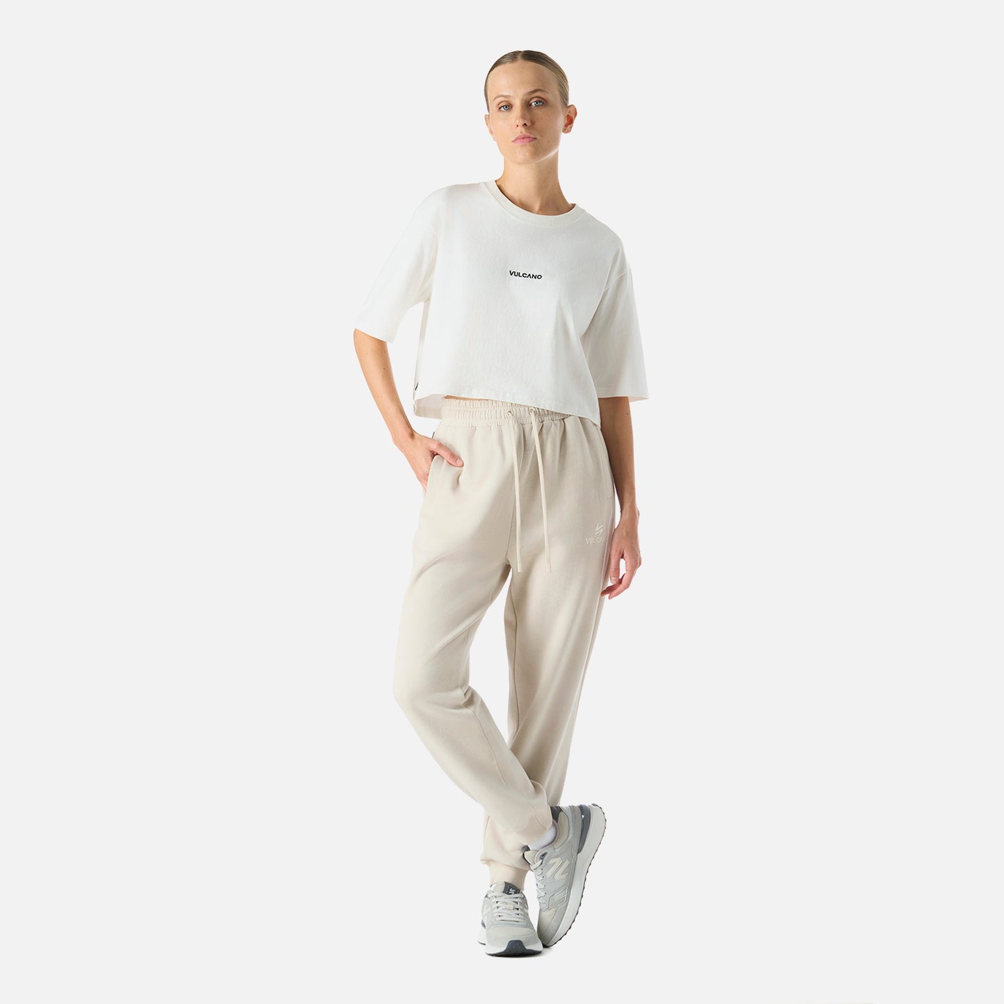 Polera Mujer Cool Down Crop T-Shirt Blanco Vulcano