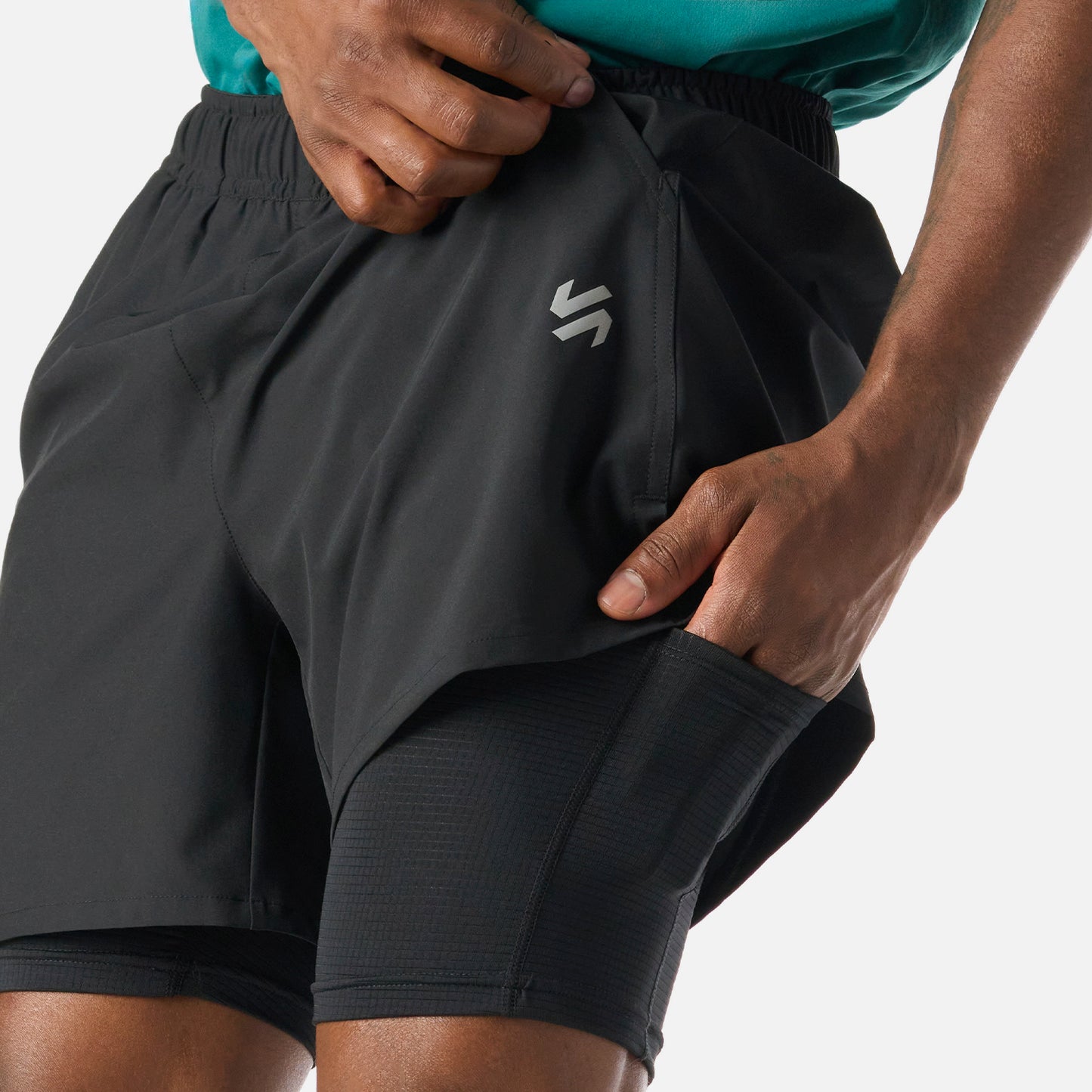 Shorts Hombre Built To Move 2-in-1 5" Shorts Negro Vulcano