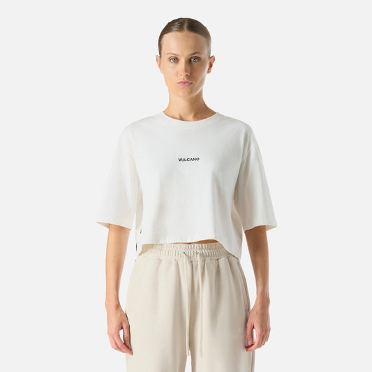 Polera Mujer Cool Down Crop T-Shirt Blanco Vulcano