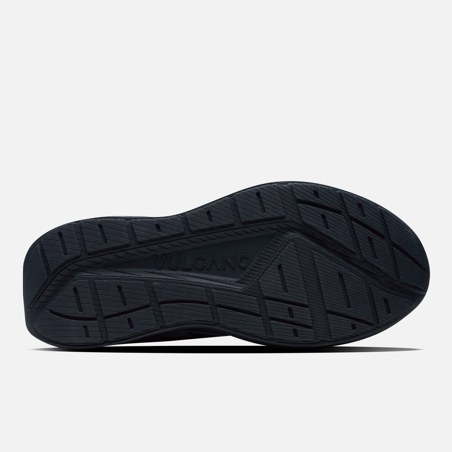 Suela negra de las Zapatillas Hombre Seismic Gris / Negro Vulcano con diseño antideslizante y grabado de la marca Vulcano para running.